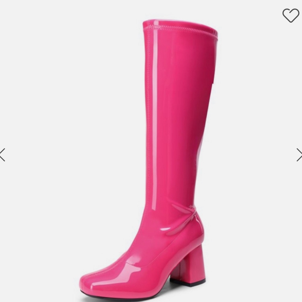 Pink latex boots